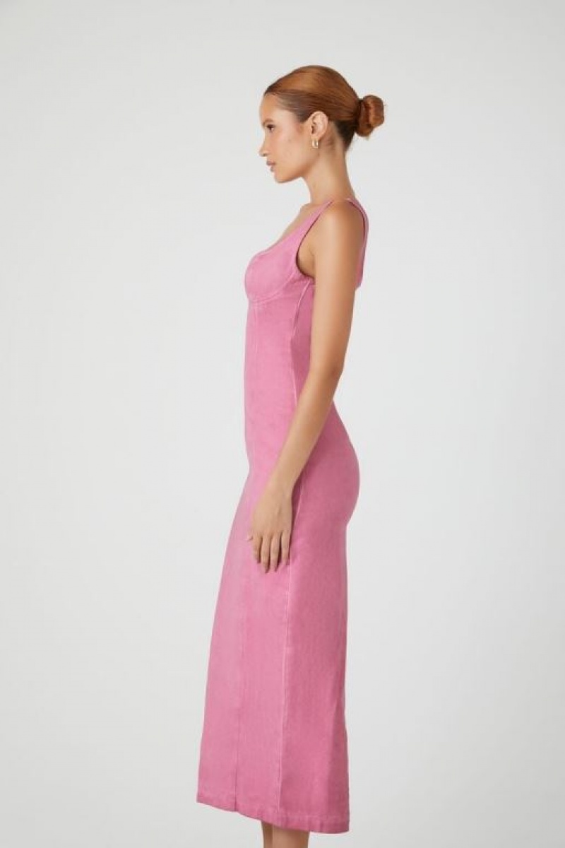 Vestido Forever 21 Twill Bustier Slit Midi Mujer Rosas | zmiP4LrM9FK