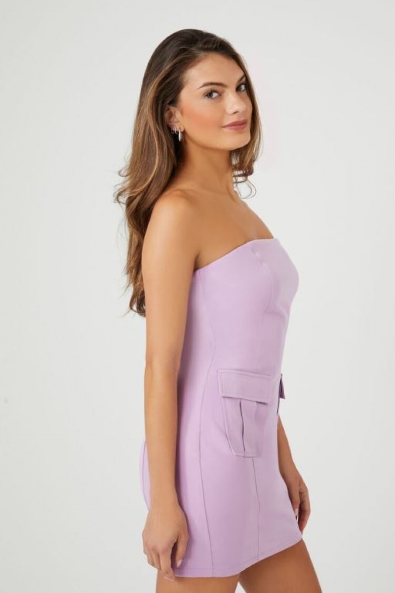 Vestido Forever 21 Twill Cargo Tube Mini Mujer Lavanda | NmSUqT8R1ZO