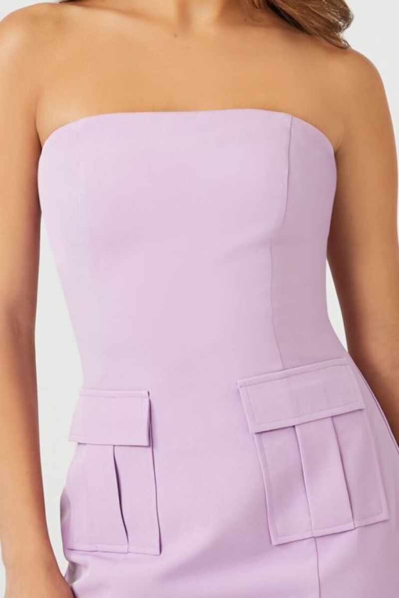 Vestido Forever 21 Twill Cargo Tube Mini Mujer Lavanda | NmSUqT8R1ZO