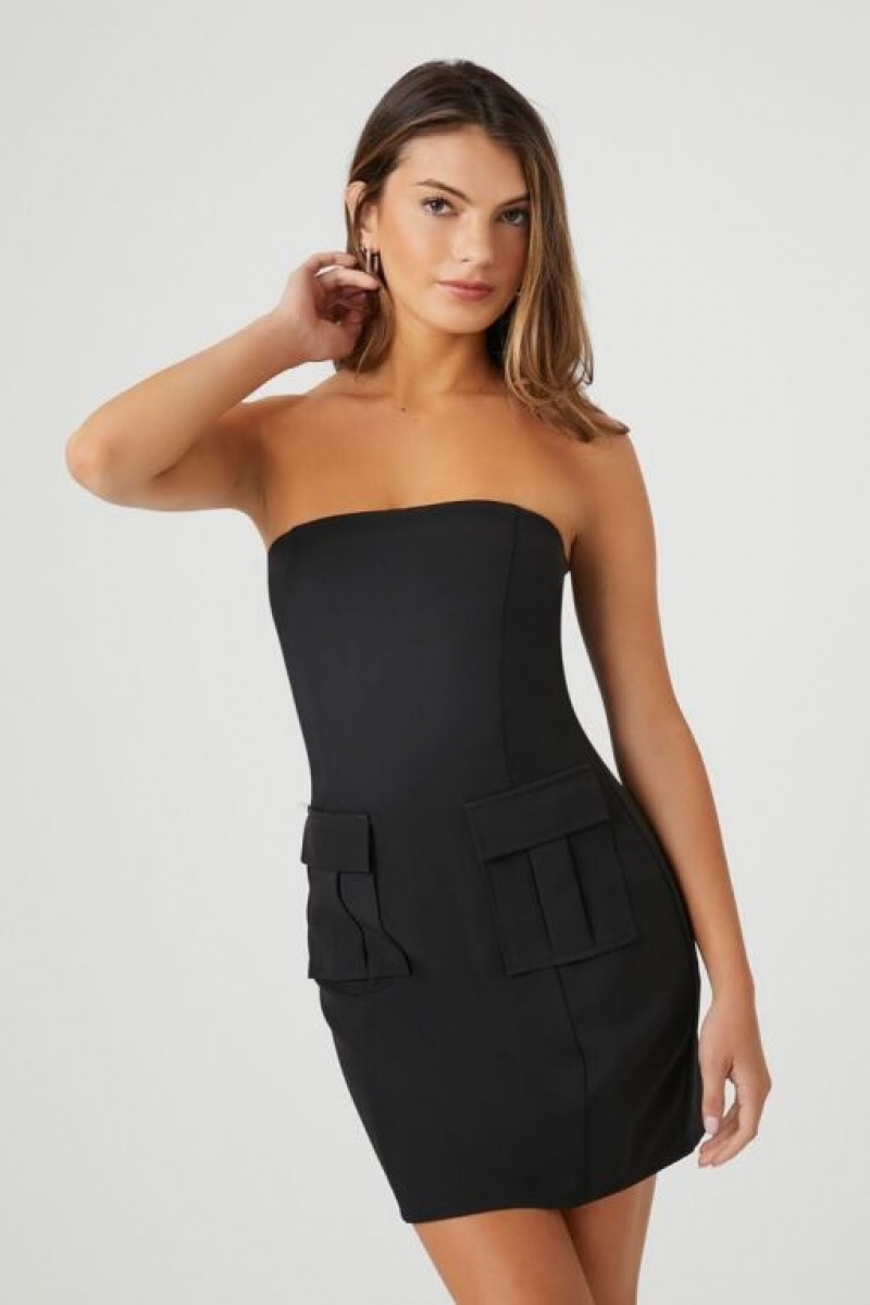 Vestido Forever 21 Twill Cargo Tube Mini Mujer Negras | 2Uug8zJR3Oc