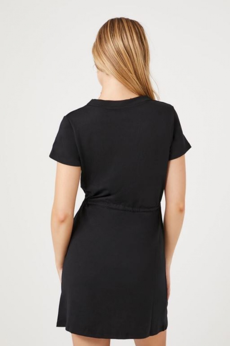 Vestido Forever 21 V Neck Drawstring Mini Mujer Negras | YWWQnSI4NL8