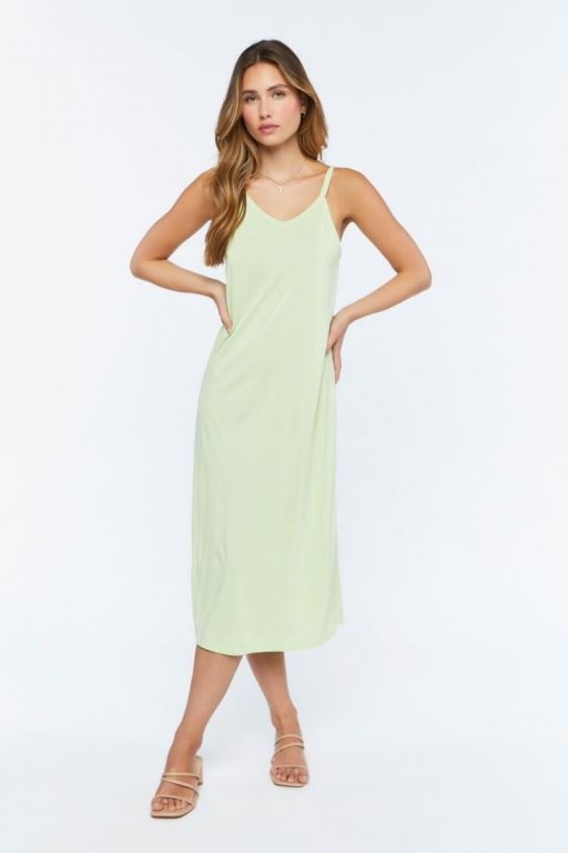 Vestido Forever 21 V Neck Midi Cami Mujer Verde | bZhoXH7gdsI