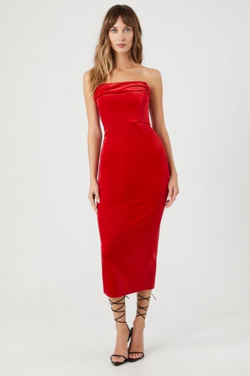 Vestido Forever 21 Velvet Tube Midi Mujer Rojas | p2qNRmdftrI