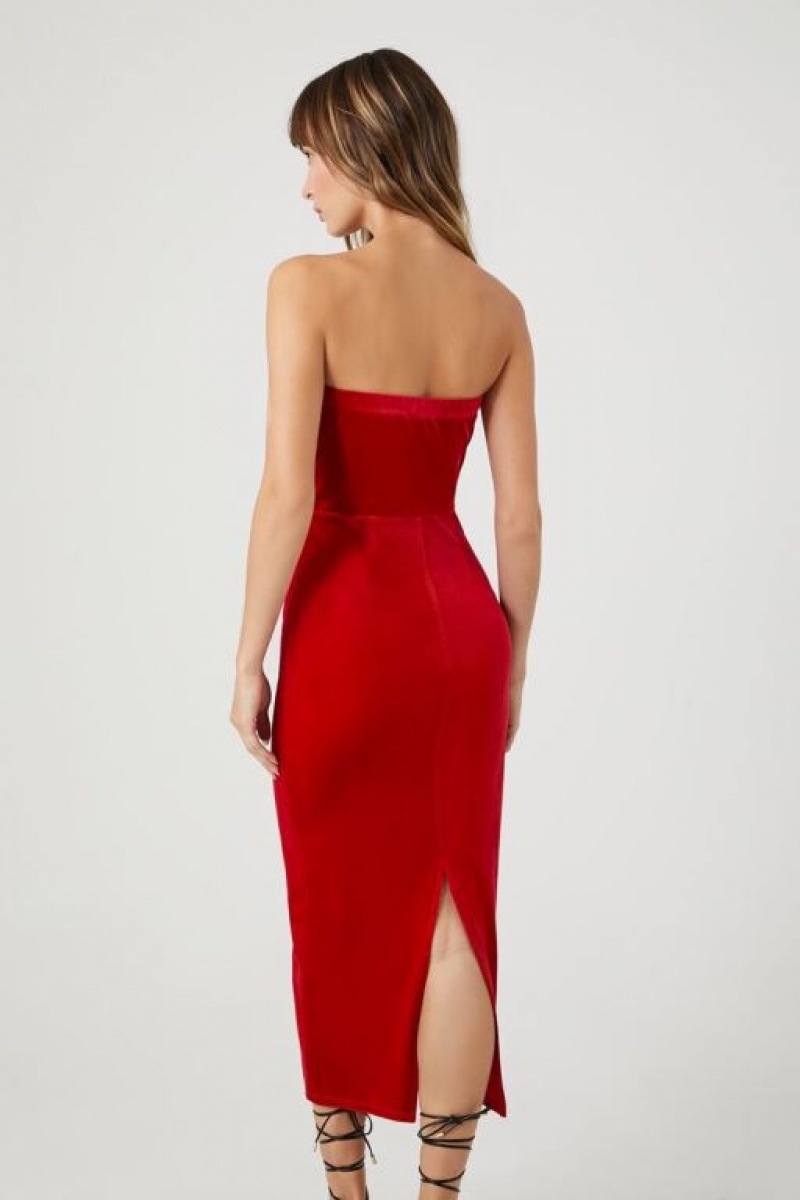 Vestido Forever 21 Velvet Tube Midi Mujer Rojas | p2qNRmdftrI