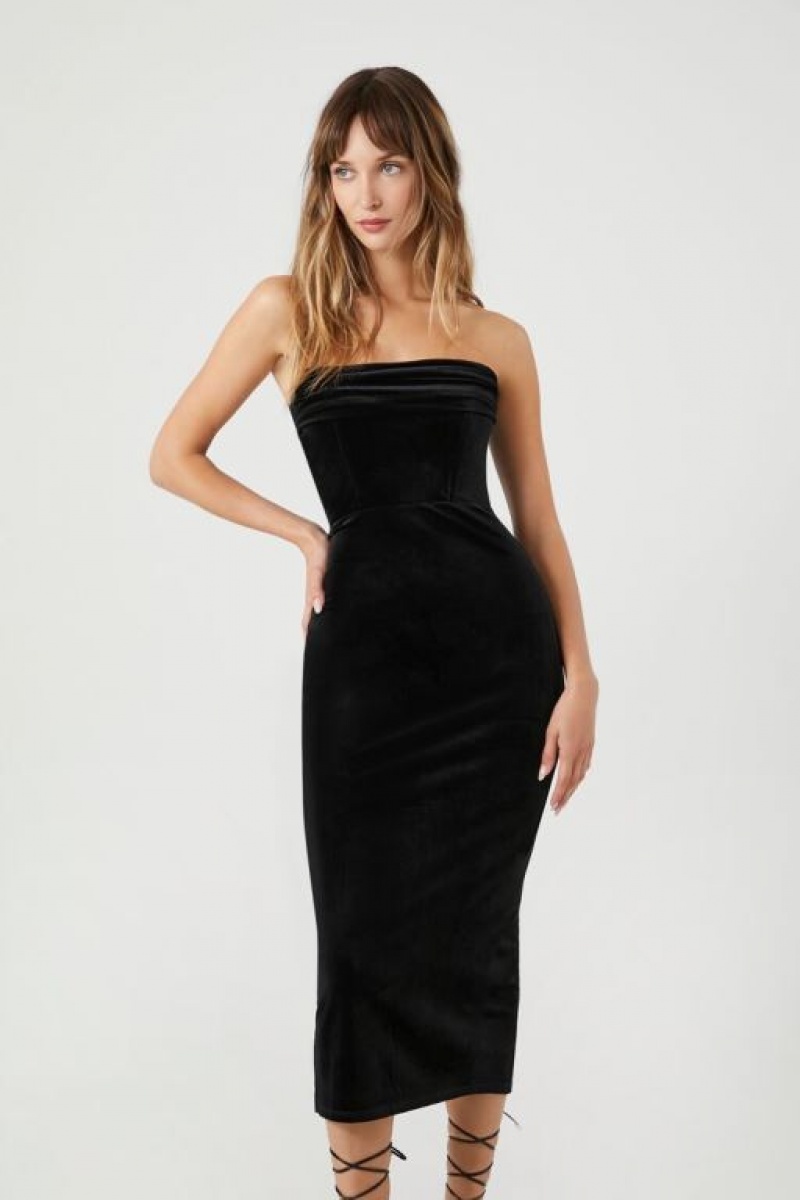 Vestido Forever 21 Velvet Tube Midi Mujer Negras | nkCrI6cj7xM