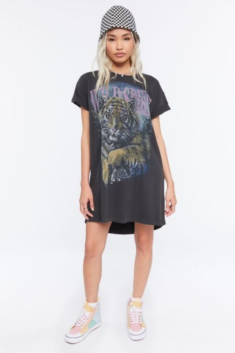 Vestido Forever 21 Wild Spirit Estampadas T Shirt Mujer Negras Multicolor | r9A7fI2FCqu