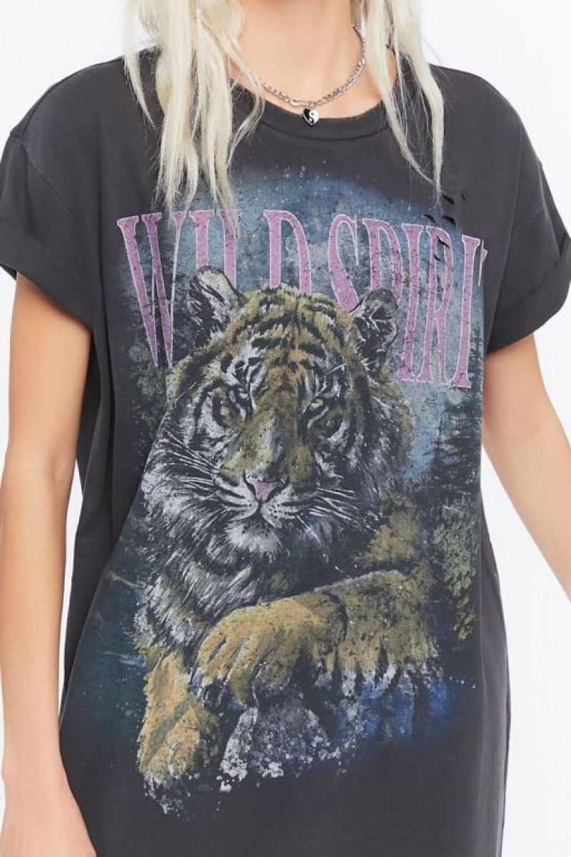 Vestido Forever 21 Wild Spirit Estampadas T Shirt Mujer Negras Multicolor | r9A7fI2FCqu