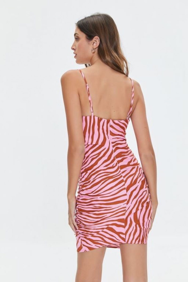 Vestido Forever 21 Zebra Print Mini Mujer Rosas Multicolor | MJk1jblN86u