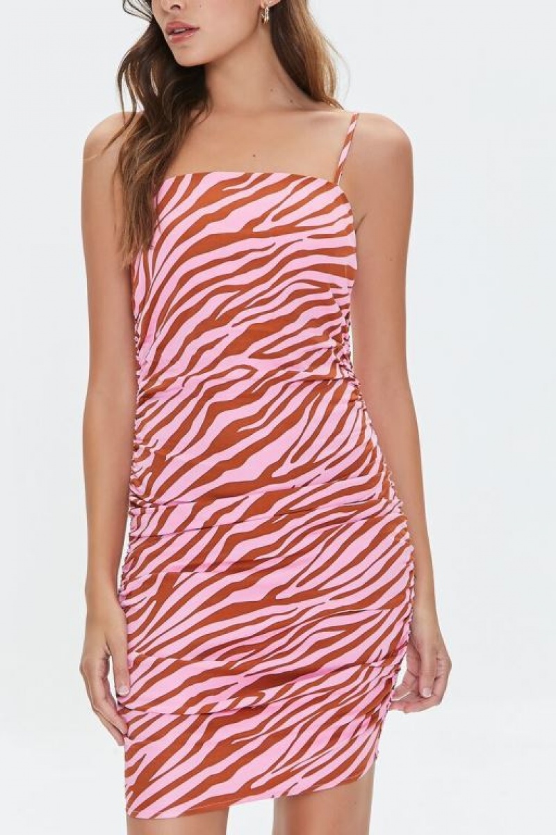 Vestido Forever 21 Zebra Print Mini Mujer Rosas Multicolor | MJk1jblN86u