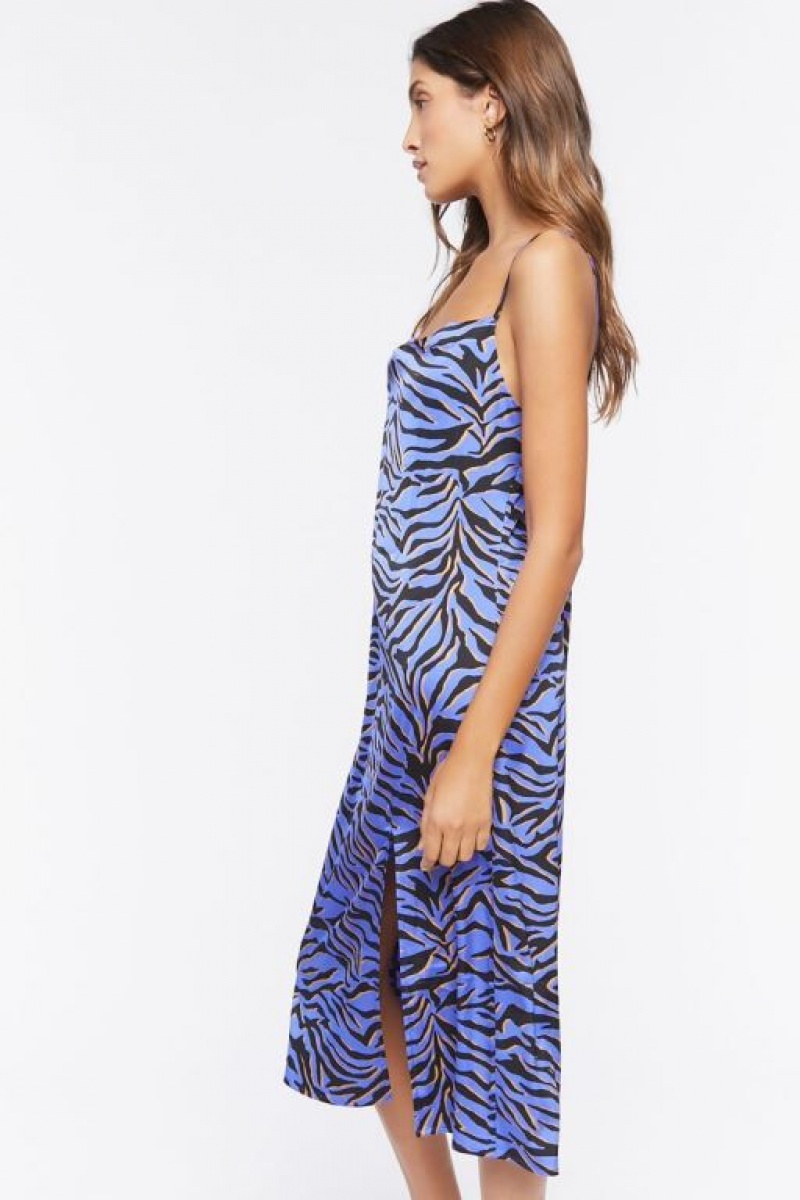 Vestido Forever 21 Zebra Slip Mujer Azul Marino Multicolor | UUqhzLVF8HP