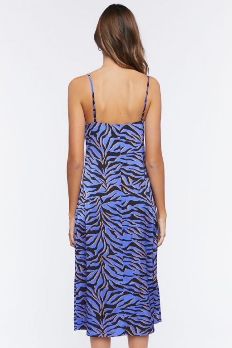 Vestido Forever 21 Zebra Slip Mujer Azul Marino Multicolor | UUqhzLVF8HP