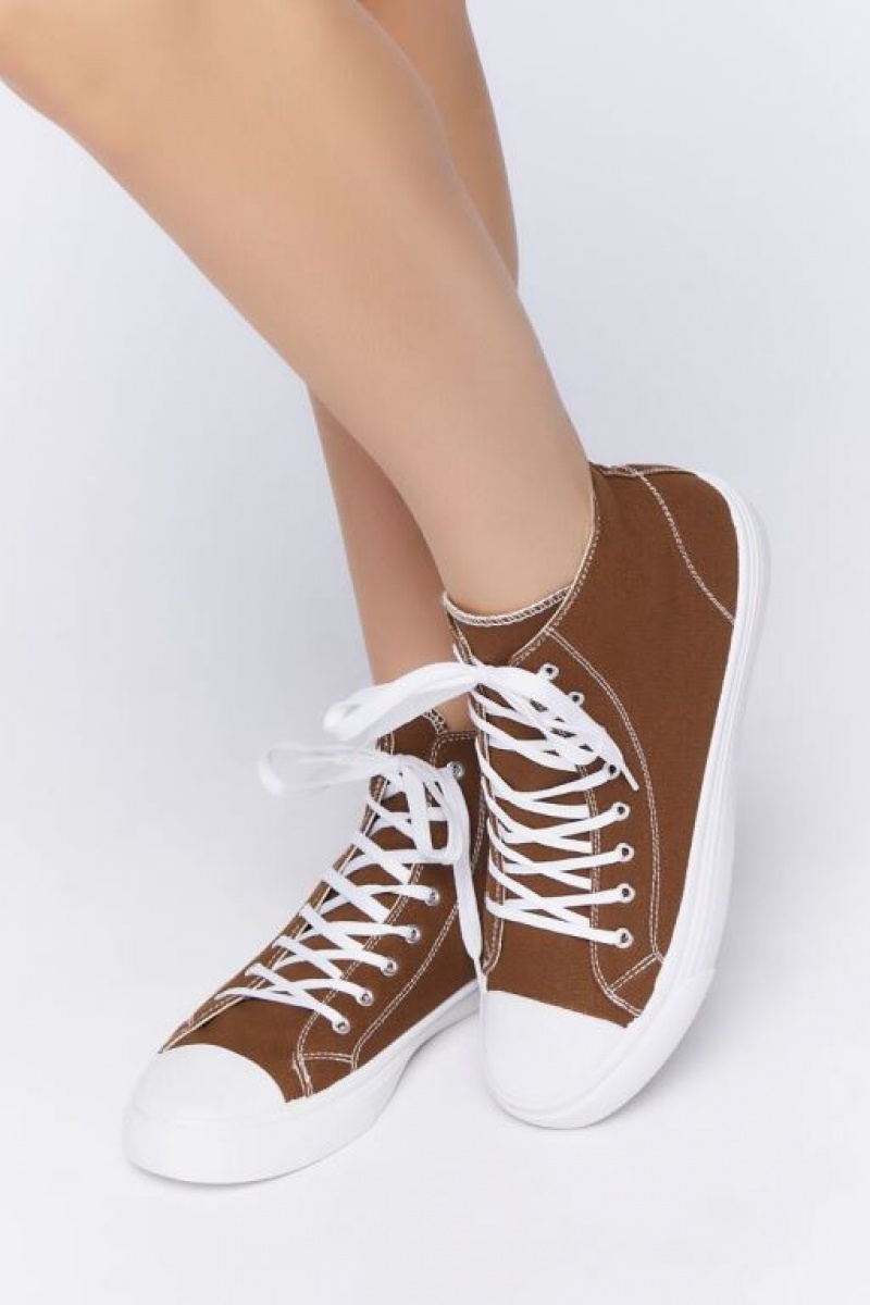 Zapatillas Forever 21 Lace Up High Top Mujer Marrones | bsShUJ0ChLB