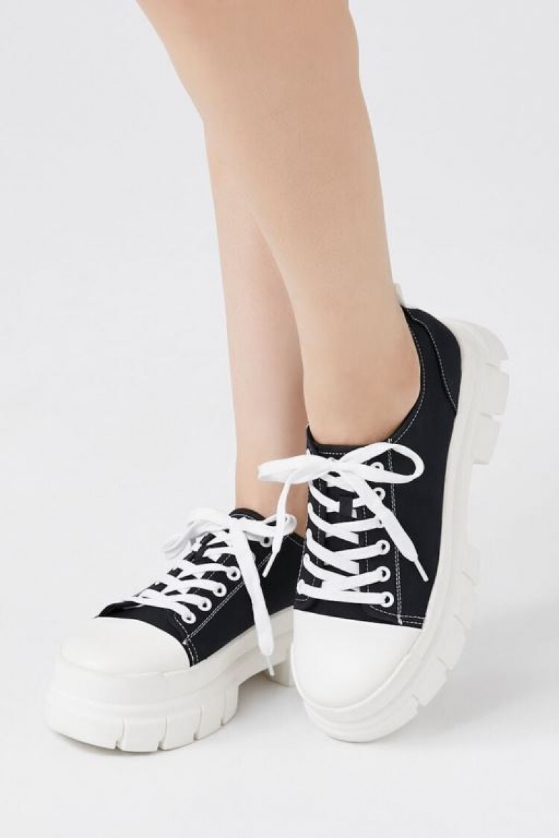 Zapatillas Forever 21 Lace Up Lug Sole Mujer Negras Rosas | HrHbSH9nSYV